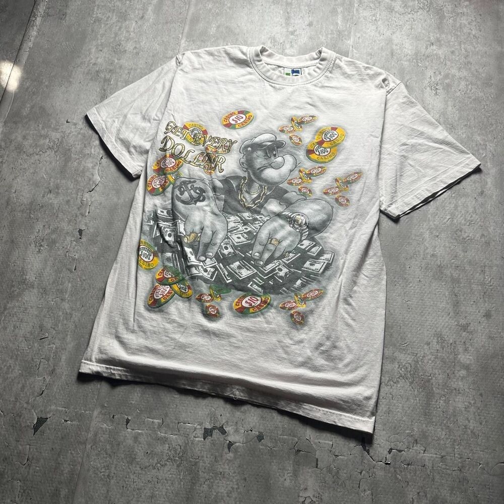 Men's White and Grey T-shirt